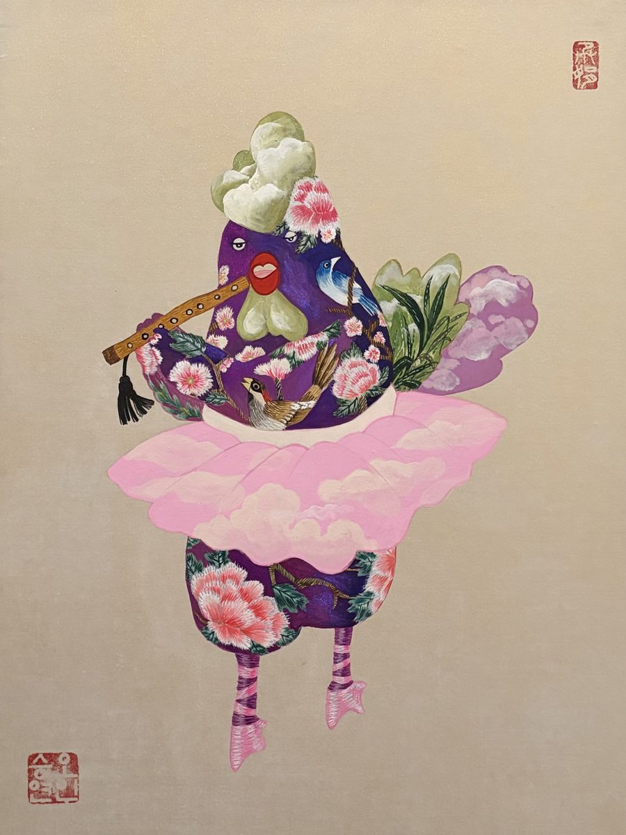 오승연 작 〈발레복을 입은 보라색 치킨〉